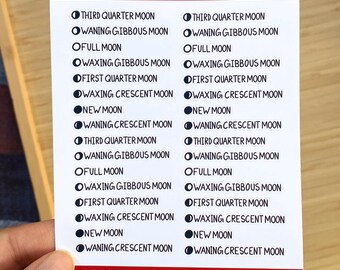 Moon Phase Stickers | 8 Lunar Phases Planner Stickers for Astrology, Witchy Bullet Journal & Calendar