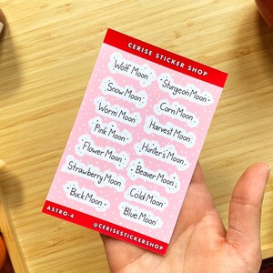 Moon Phase Planner Stickers | Full Moon Name Stickers, New Moons, Moon Phase Stickers, Astrology Stickers, Zodiac Planner, Lunar Calendar