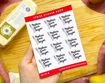Replace Face Razor Planner Stickers | Beauty Stickers for Calendars, Skincare Sticker Reminders, Self Care Stickers, Spa Stickers