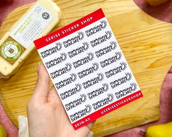 Morning Skincare Journal Stickers - Mini Size | AM Skincare Routine Tracker, Morning Facial Routine Labels, Skin Care Routine Banners