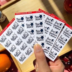 Moon Phase Stickers For Planners - New Moon, Full Moon, First Quarter Moon, Last Quarter Moon | Lunar Calendar, Zodiac Planner, Astrology