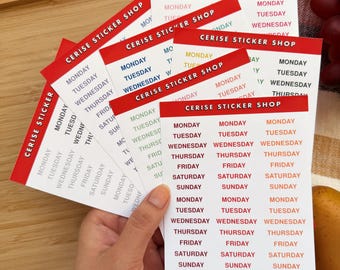 Colorful Days of the Week Stickers | Script Journaling Labels, Monday-Sunday Banners, ECLP, Happy Planners Daily Stickers, Weekday Stickers
