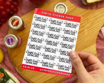 Night Time Skincare Planners Stickers - Two Sizes | PM Skincare Routine Tracker, Night Time Facial Routine Labels, Skin Care Routine Banners