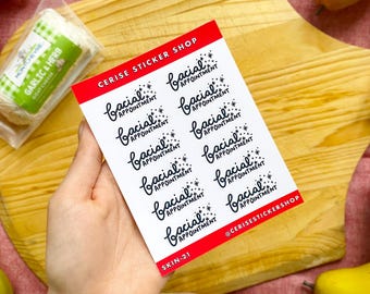 Facial Stickers - Regular Size | Skincare Appointment Reminders, Facial Day Planner, Beauty Routine Sticker, Spa Day, Skincare Routine