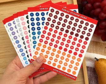 Date Dot Stickers Planner Stickers Days of Monthly Calendar Daily Planner Weekly Planner Stickers Tiny Dot Stickers Solid Circle Round