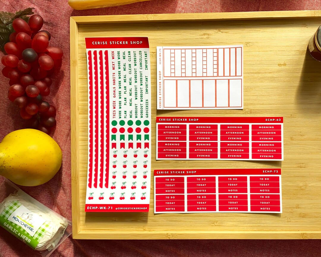 Cherry Planner Stickers: Weekly Kit for Happy Planners - Etsy