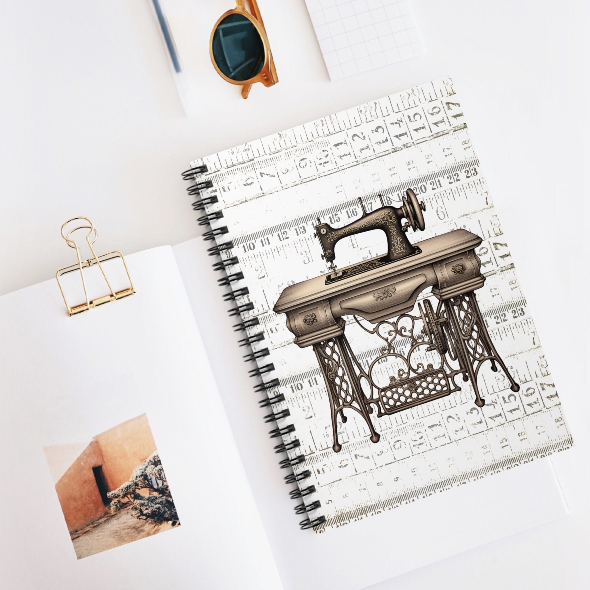 Vintage Sewing Machine Spiral Notebook Ruled Line, Vintage Sewing ...