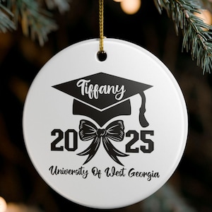 Personalized Coquette Bow Graduation Ornament, Custom Grad Gift, College, University, High School, Graduation Keepsake, Christmas Gift