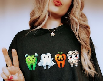 Halloween Teeth Shirt, Dental Halloween Shirts, Matching Halloween Dental Shirts, Dental Hygiene Sweatshirts, Dental Office Tshirt