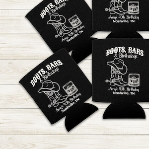 Nashville Birthday Personalized Slim Can Cooler, Country Party Favor, Western Party Theme,  Bday Can Holder, Cowgirl Custom Drink Sleeve