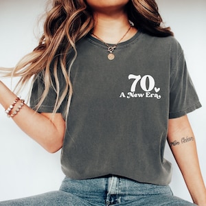 Shirt 70e verjaardag, T-shirt 70e verjaardagsfeestje, dames T-shirt 70 jaar oud, vintage 70e verjaardag cadeau, zeventigste verjaardag, kleding 70e feest