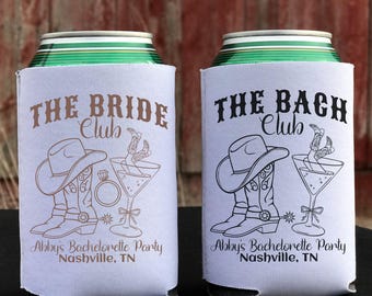 Nashville Bachelorette Can Coolers, Personalized Country Bach Party Favor, Western Bridal Shower Theme, Can Holder, Cowgirl Drink Sleeve