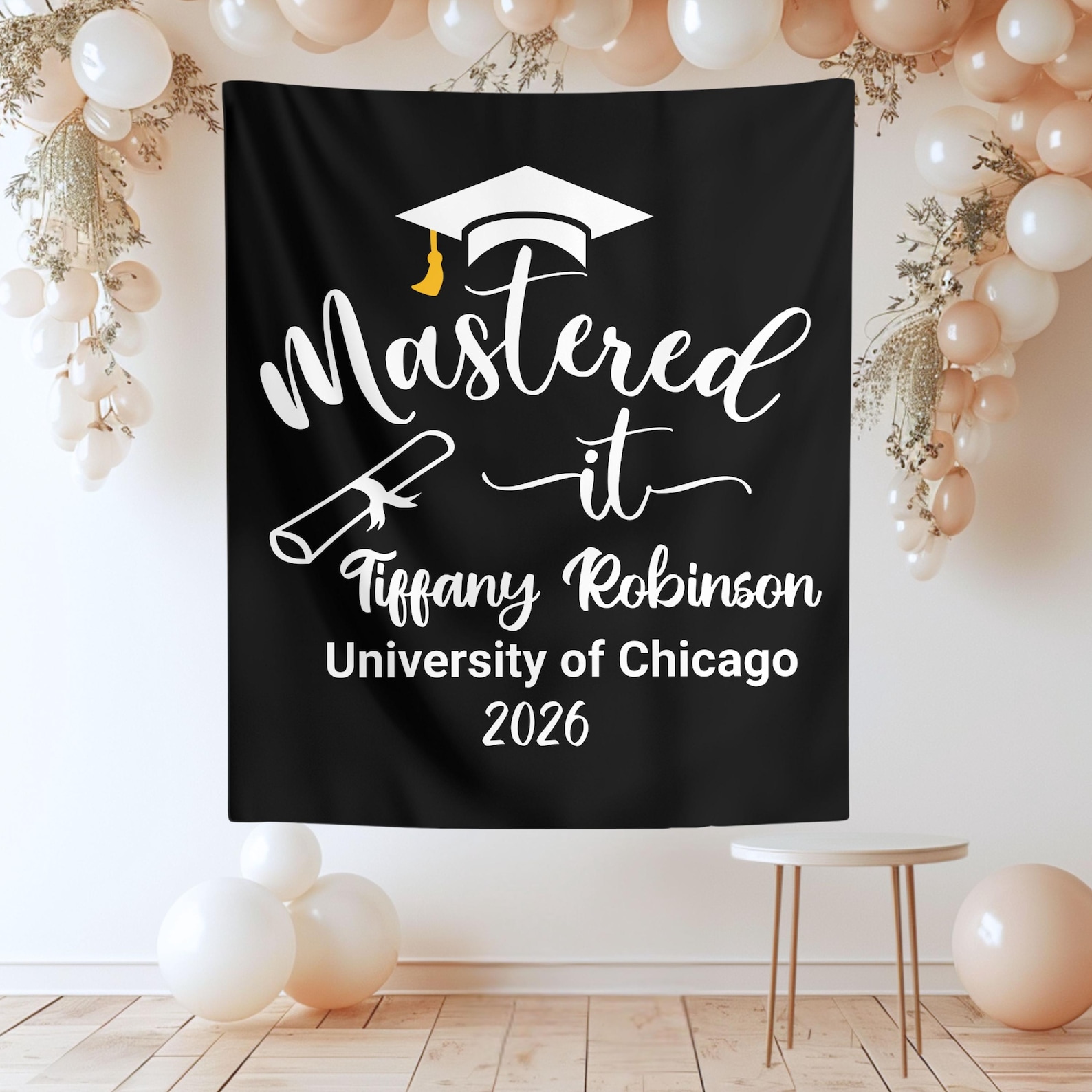 Mastered It Graduation Party Custom Wall Banner, Masters Degree Grad ...