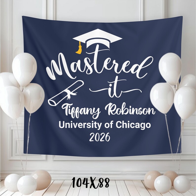 Mastered It Graduation Party Custom Wall Banner, Masters Degree Grad ...