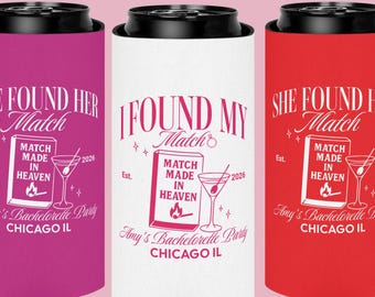 Match Made In Heaven Bachelorette Can Cooler, Bach Party Favors Can Holder, Bridal Shower Party Gifts, Slim and Regular Size