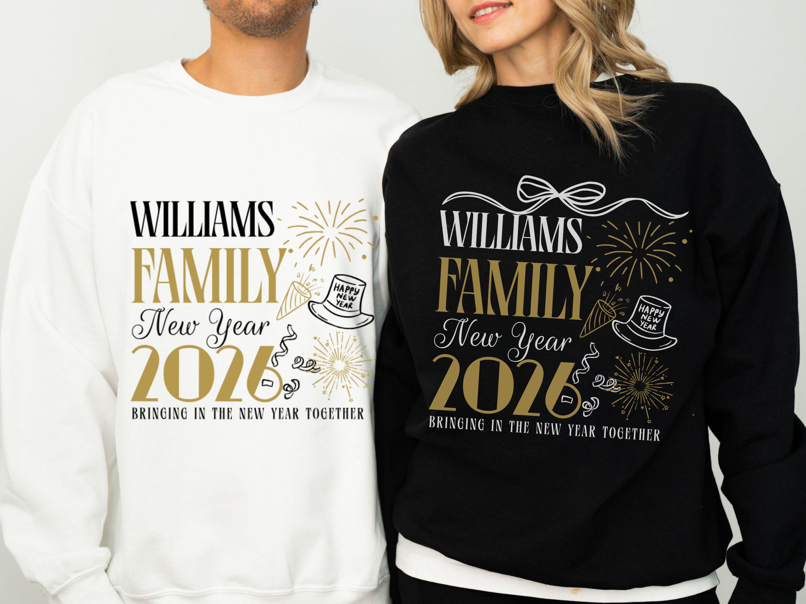 Happy New Year Hoodie 2026 – Mit Ballon-Familien-Motiv, Für Herren & Damen, Baumwolle