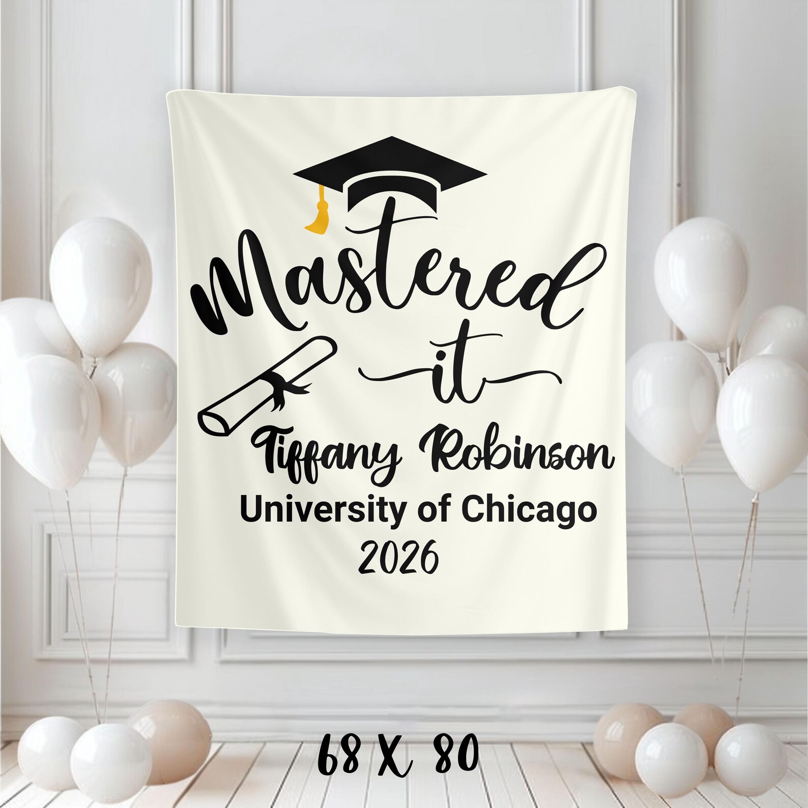 Mastered It Graduation Party Custom Wall Banner, Masters Degree Grad ...
