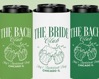 Beer Bachelorette Party Can Cooler, Brewery Bach Drinking Gifts, Beer Can Holder, Bach Party Favor, Slim & Regular Can Holders
