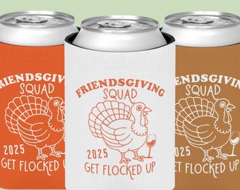 Funny Friendsgiving Can Coolers, Thanksgiving Party Beer Can Holder, Family Party Favors Can Sleeves, Custom Reunion Drink Holders