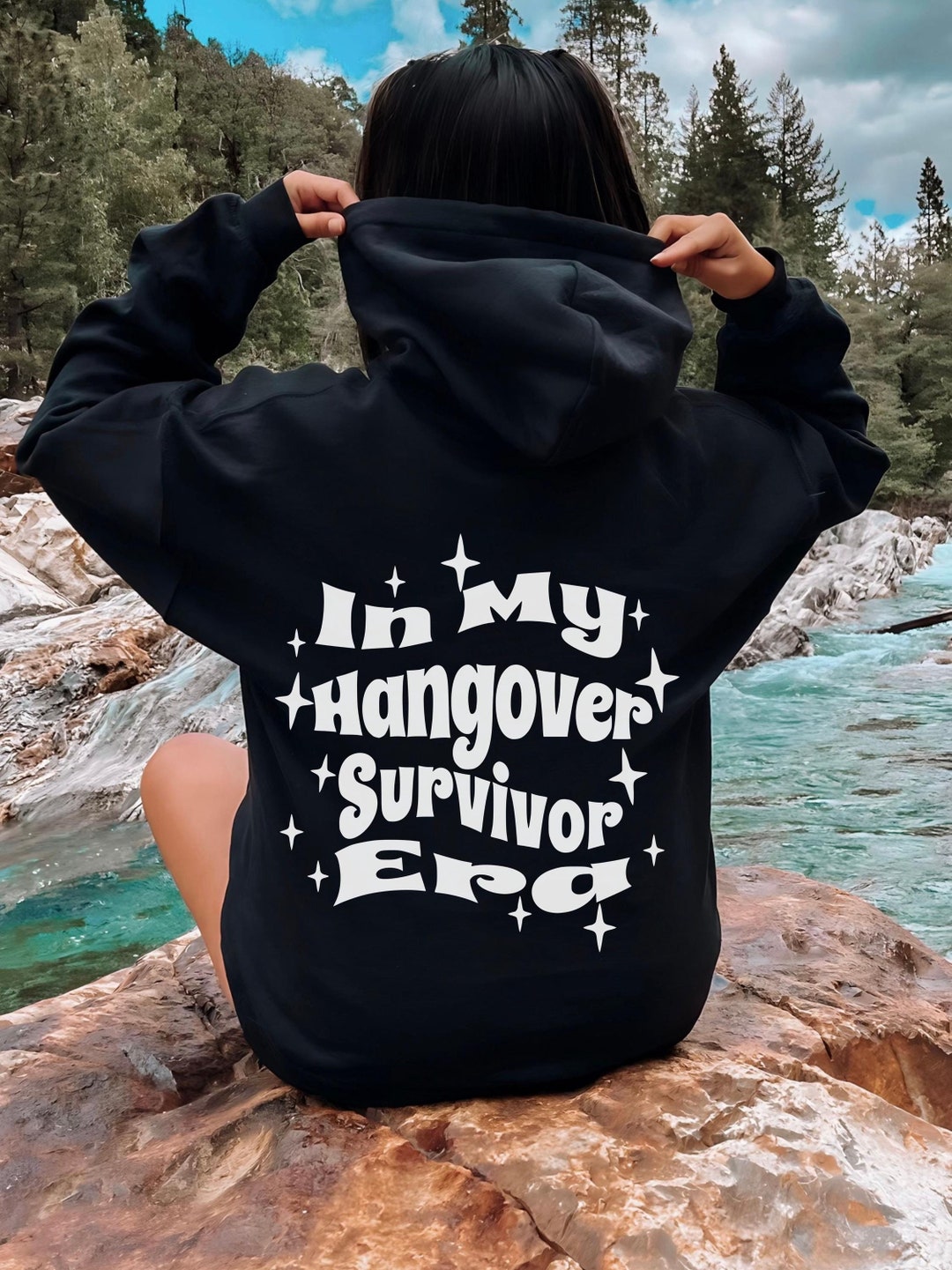 NaRHbrg This Is My Hangover Sweat à Capuche Décontracté à Manches Longues Avec Cordon De Serrage Pour Femme, 01# Noir, Petit