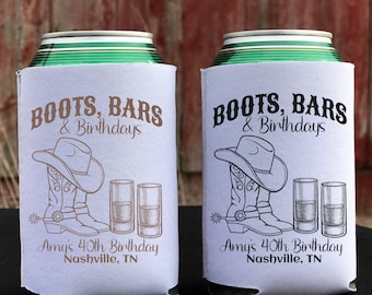 Western Birthday Personalized Can Cooler, Nashville Country Party Favor, Western Party Theme, Can Holder, Cowgirl Drink Sleeve