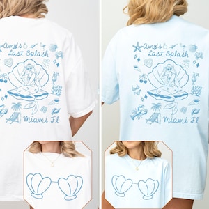Meerjungfrau letztes Spritzen Bachelorette Shirts, Strand Bach Tshirt, individuelle Küsten Junggesellinnenparty, Bach Shirt Strand, Muschel Hens Party Outfit