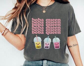 Bobba Tea Queen T-Shirt, Cute Boba Shirt, Bubble Tea Sweatshirt, Gift For Boba Lover, Comfort Colors