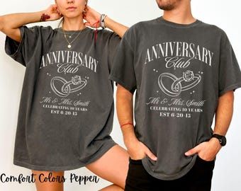 Wedding Anniversary Personalized Shirt, Custom Anniversary Gift, Wife Husband, His & Hers Custom Year Top, Anniversary Trip, Gift for Couple