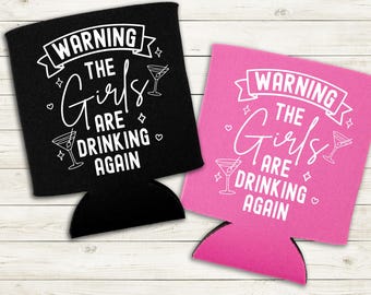 Grappig avondje uit voor meisjes, aangepaste blikjeskoeler, reisbeker voor meisjes, reisbeker voor meisjes, strandvakantie, gunsten, meisjesweekend bekerhouder