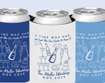 Funny Wedding Can Cooler, Custom Drink Sleeve Party Favor, Outdoor Destination Wedding Gift Decor, Guest Drink Can Holder Slim Regular Size