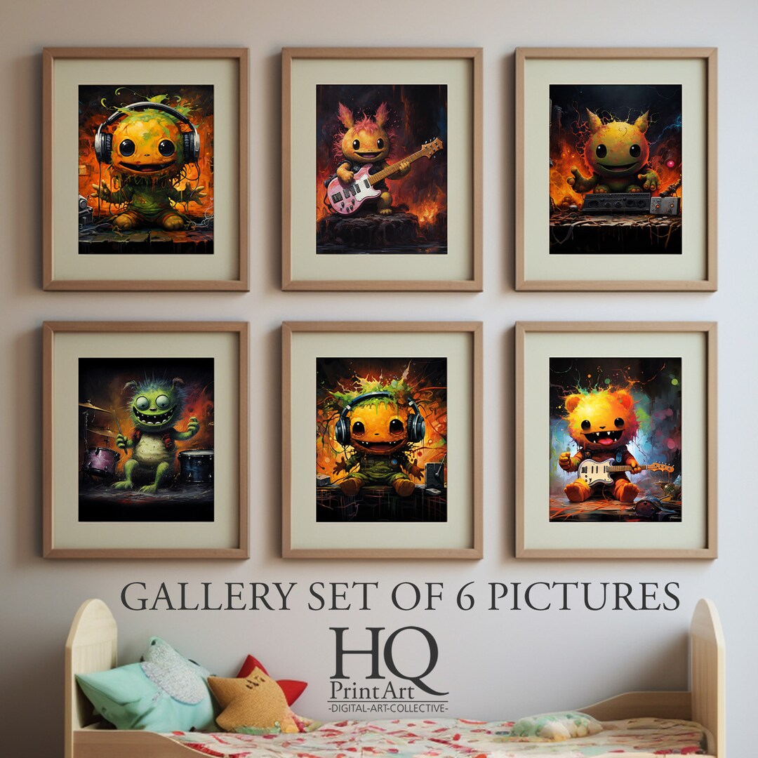 Kids Printable Gallery Set Halloween Set of 6 Monster Nursery Prints ...