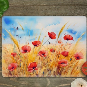 Poppy Cutting Board Sublimation Design Template Digital Download, Floral Cutting Board,  Poppy PNG