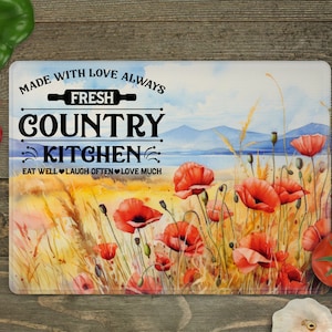 Country Kitchen Cutting Board Sublimation Design Template Digital Download, Poppy Cutting Board PNG