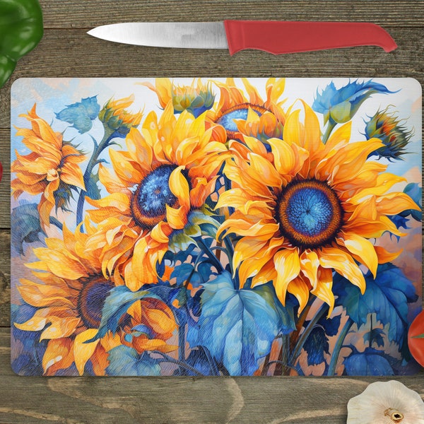 Sunflower Cutting Board Sublimation Design Template Digital Download, Floral Cutting Board