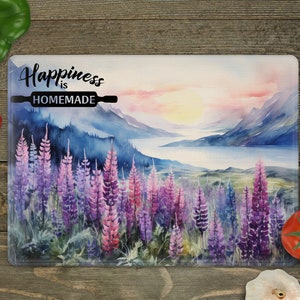 Happiness in Homemade Cutting Board Sublimation Design Template Digital Download, Floral Cutting Board PNG