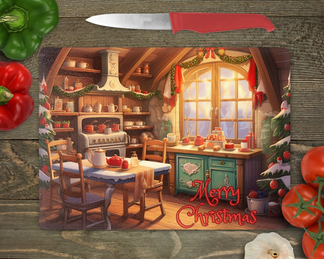 Merry Christmas Kitchen Cutting Board Sublimation Design (PNG) - Etsy