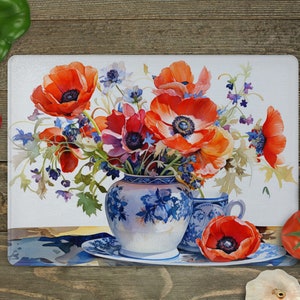 Poppy Cutting Board PNG Sublimation Design Template Digital Download