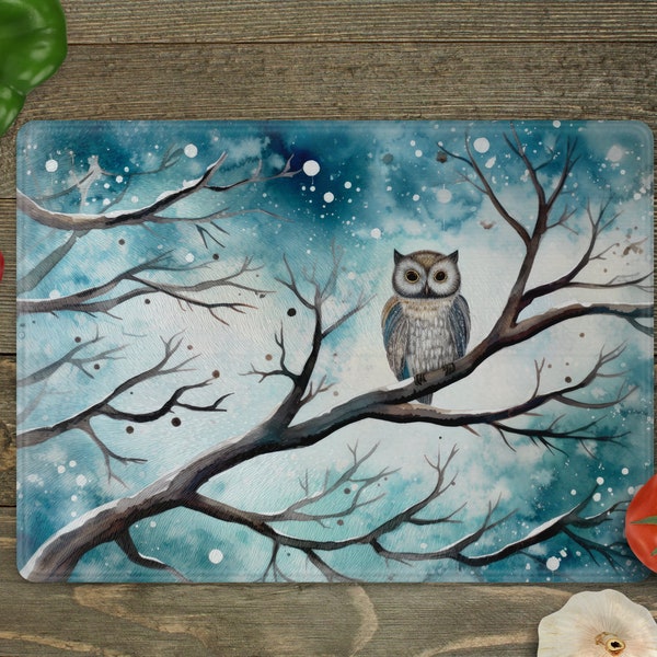 Cute Night Owl Cutting Board PNG Sublimation Design Template Digital Download