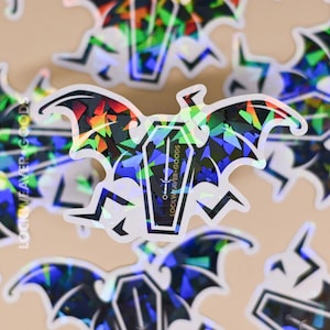 Corroded Coffin Pictogram Sticker | Fandom Sticker | Vinyl Sticker | Holographic Sticker | Laptop Sticker | Bat Sticker | Waterproof