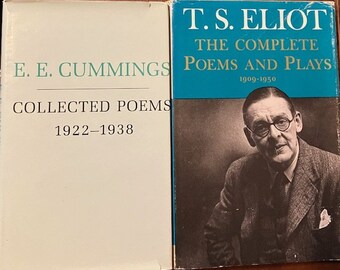 May include: Two hardcover books, one titled "E. E. Cummings Collected Poems 1922-1938" and the other titled "T. S. Eliot The Complete Poems and Plays 1909-1950". The Eliot book features a black and white photo of the author on the cover.