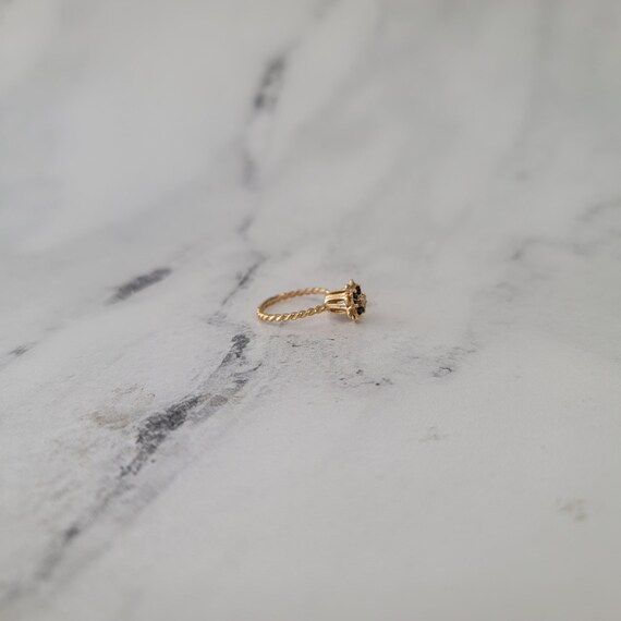 Sapphire Tulip Ring | 14k Yellow Gold | 1980s Vintage Tulip Ring | Stackable Ring | Birthday Gift | Gift for Her | Gift for Him View 4