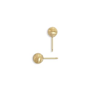 6MM 14k Yellow Gold Brushed Satin Ball Earrings  | Gift for her | Studs for Earlobe | Studs for Cartilage | Seamless Ball Studs