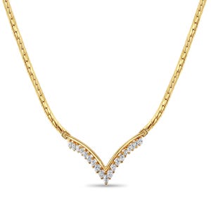 Marquise &#39;V&#39; Shaped Diamond Chevron Necklace | Gift for Her | Gift Ideas | Diamond Necklace | Vintage Necklace