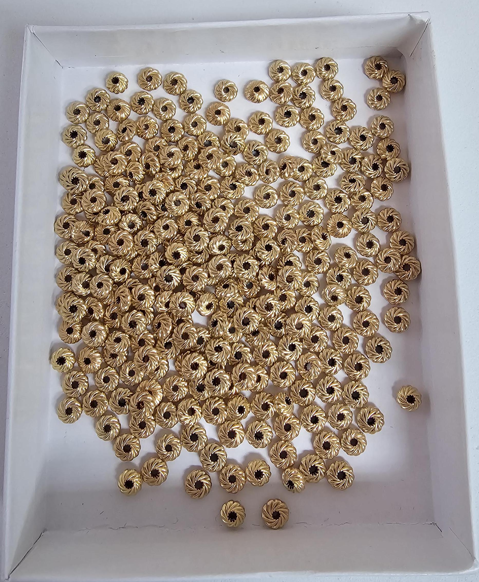 4.5mm 14k Yellow Gold Corrugated Saucer Beads: Jewelry Making