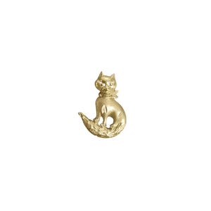 Cat Charm Pendant With Diamond Cuts & Matte Finish | 14k Yellow Gold | Cat Jewelry | Animal Theme Pendant || Best Gift Ideas | Cat Lover