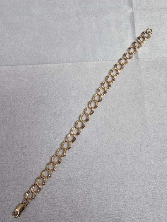 Solid Double Link Charm Bracelet | 14k Yellow Gol… - image 4