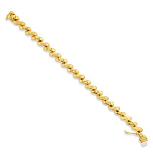 7.35mm San Marco Gold Link Chain Bracelet With Mixed Finish | 14k Yellow Gold |  Gift for Her | Stylish Bracelet | Mothers Day | Solid Gold