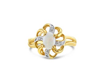 10k Yellow Gold Oval October Birthstone Ring With White Topaz - Size 10.5 Proposal Or Fashion Ring - View #6