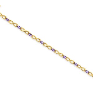 2 Carat X Style Amethyst Tennis Bracelet | 14k Yellow Gold | Gift for Her | Valentines Day Gift | Mothers Day Gift