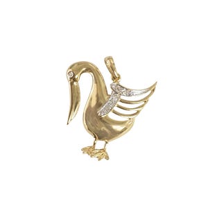 Diamond Swan Necklace | 14k Yellow Gold | Gift for Her | Gift Ideas | Unique Vintage Jewelry | Diamond Necklace | Bird Jewelry